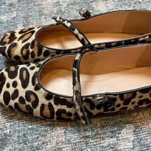 J. Crew leopard print mary jane flats